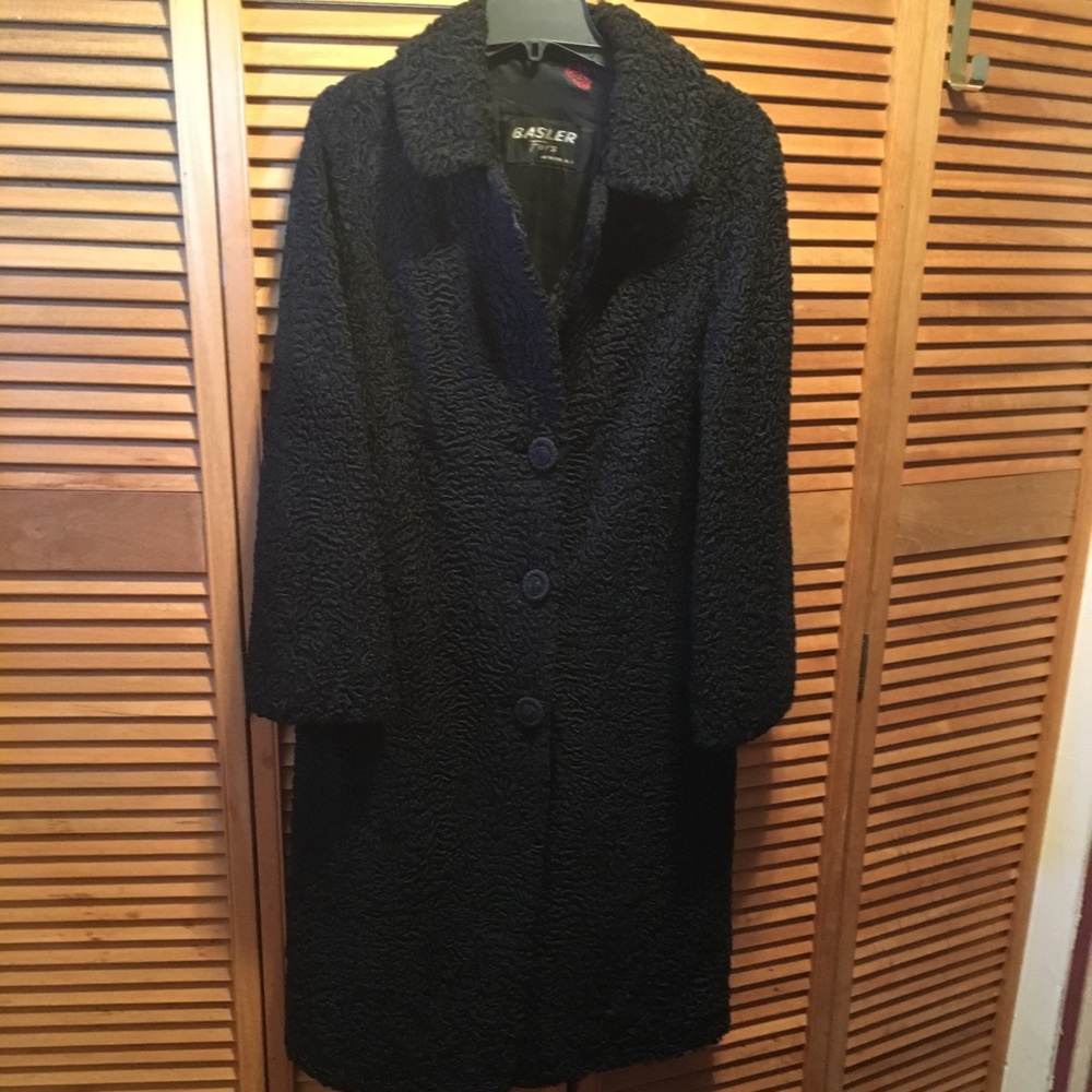 Basler Furs Genuine Black Poodle Fur Coat